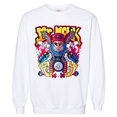 Mr. Monkey Monk Cool Character Riding Motorcycle Garment-Dyed Sweatshirt