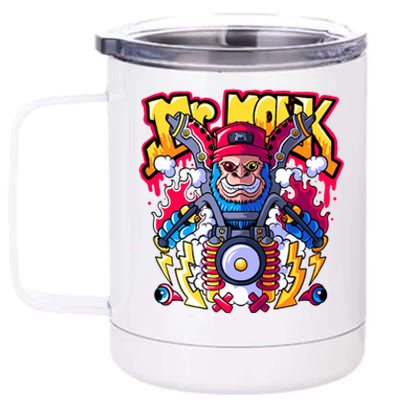 Mr. Monkey Monk Cool Character Riding Motorcycle 12 oz Stainless Steel Tumbler Cup