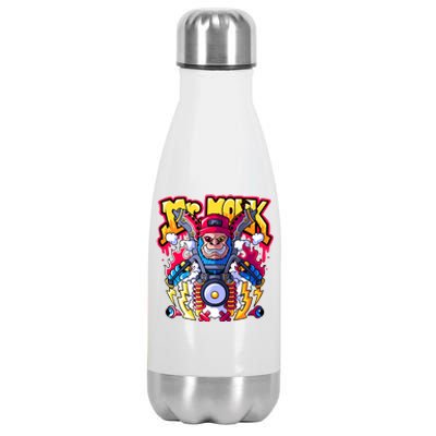 Mr. Monkey Monk Cool Character Riding Motorcycle Stainless Steel Insulated Water Bottle