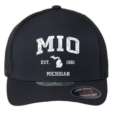 Mio Michigan Mi Vintage Athletic Sports Design V Neck Flexfit Unipanel Trucker Cap