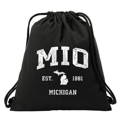 Mio Michigan Mi Vintage Athletic Sports Design V Neck Drawstring Bag