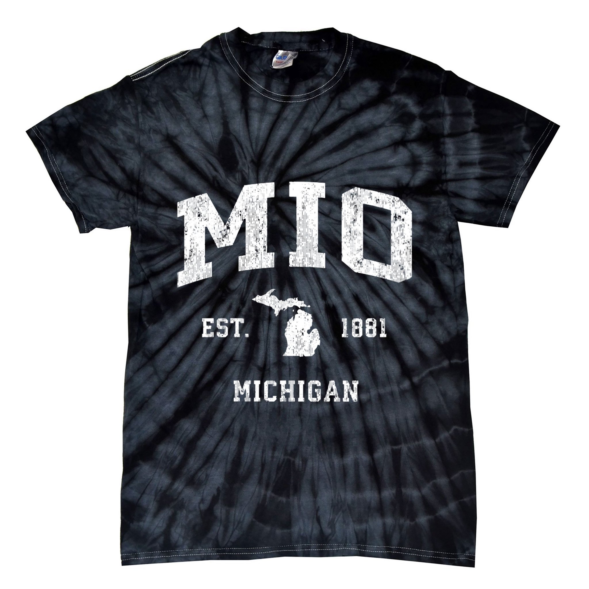 Mio Michigan Mi Vintage Athletic Sports Design V Neck Tie-Dye T-Shirt