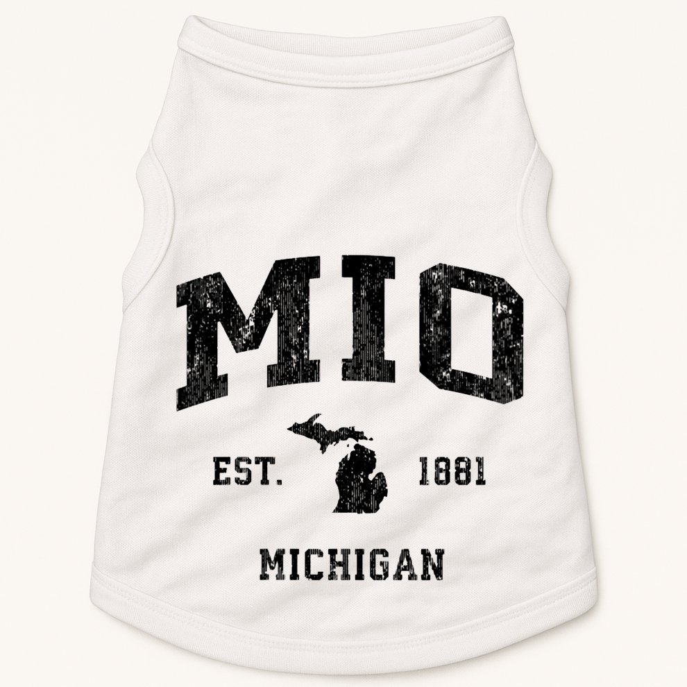 Mio Michigan Mi Vintage Athletic Sports Design V Neck Doggie Tank