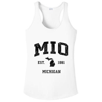 Mio Michigan Mi Vintage Athletic Sports Design V Neck Ladies PosiCharge Competitor Racerback Tank