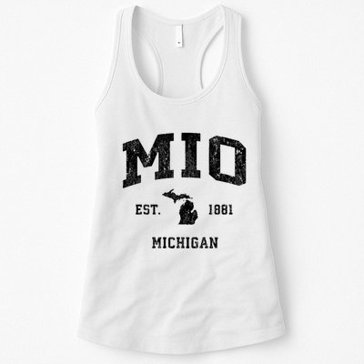 Mio Michigan Mi Vintage Athletic Sports Design V Neck Womens Tank Top