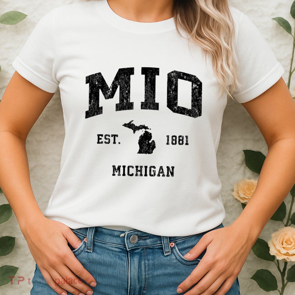 Mio Michigan Mi Vintage Athletic Sports Design V Neck Womens T-Shirt