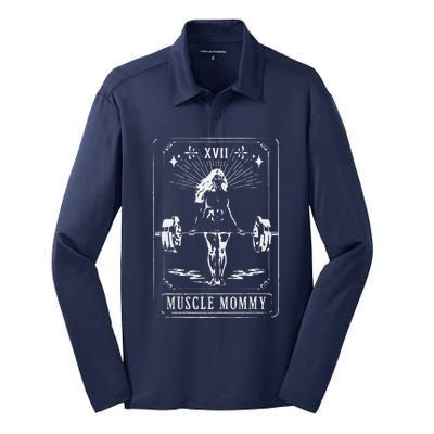 Muscle Mom Mommy Tarot Card Mama Happy MotherS Day Mom Life Silk Touch Performance Long Sleeve Polo