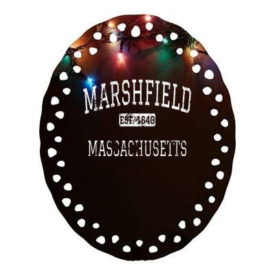 Marshfield Massachusetts MA Vintage Ceramic Oval Ornament