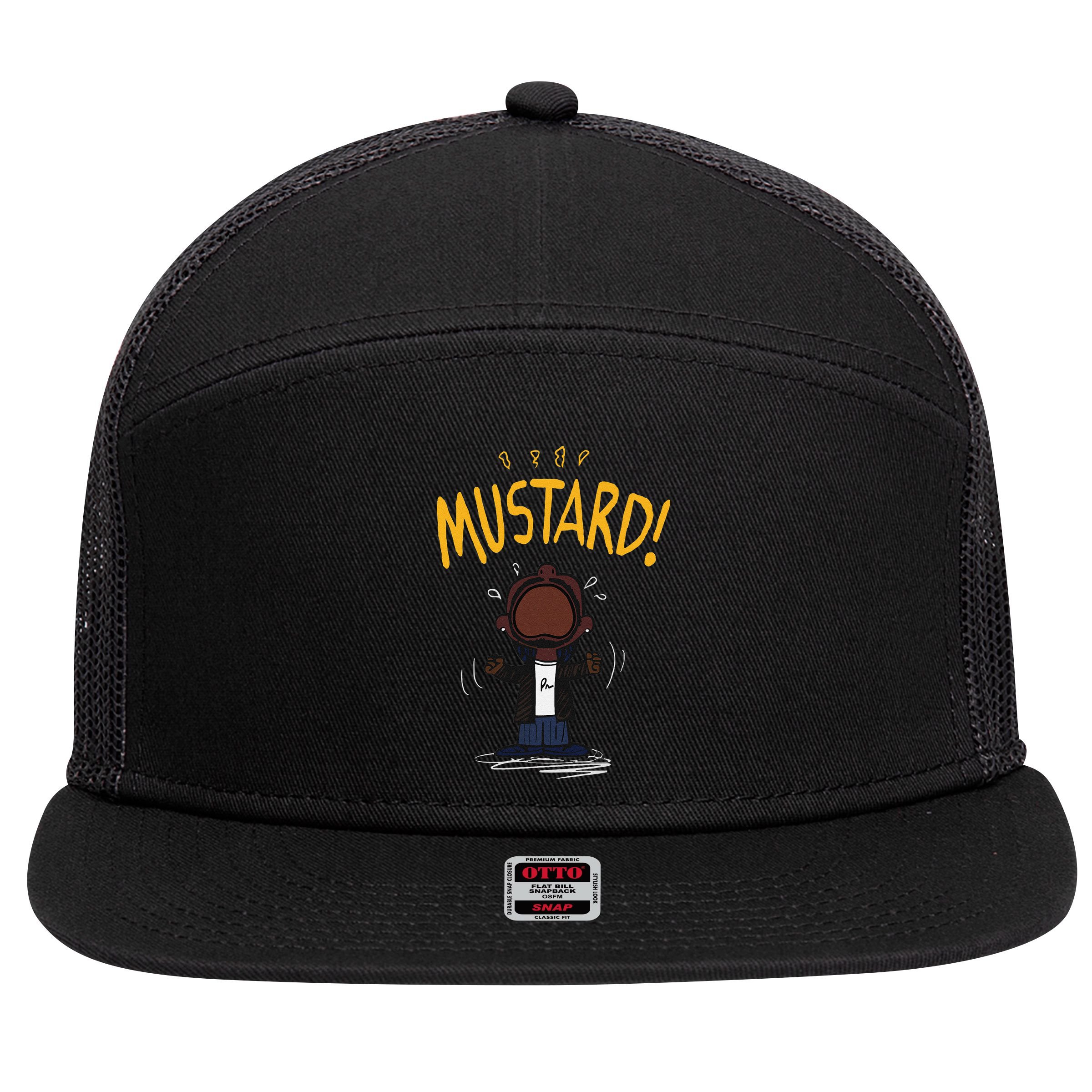 Mustard Meme 7 Panel Mesh Trucker Snapback Hat