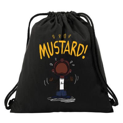 Mustard Meme Drawstring Bag