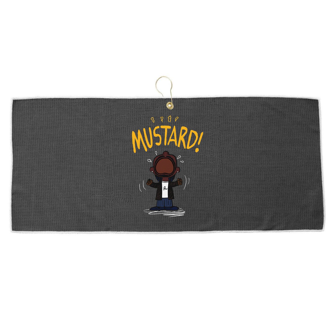 Mustard Meme Large Microfiber Waffle Golf Towel