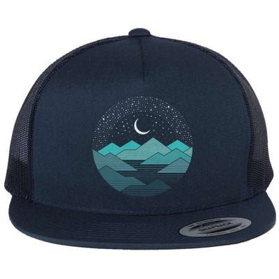 Mountain Moonlight Flat Bill Trucker Hat