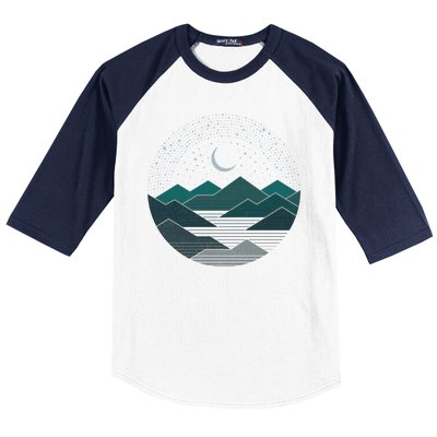 Mountain Moonlight Baseball Sleeve Shirt