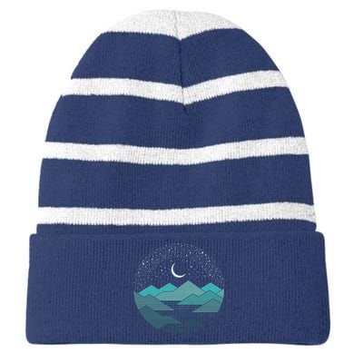 Mountain Moonlight Striped Beanie with Solid Band