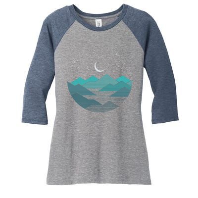 Mountain Moonlight Women's Tri-Blend 3/4-Sleeve Raglan Shirt