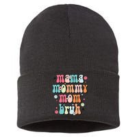 Mama Mommy Mom Bruh Mothers Day Funny Mommy And Me Sustainable Knit Beanie