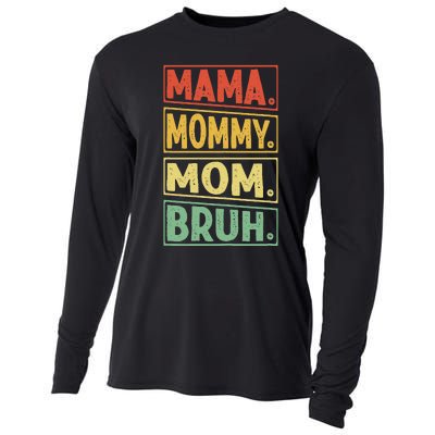 Mama Mommy Mom Bruh Mothers Day 2024 Vintage Funny Mother Cooling Performance Long Sleeve Crew