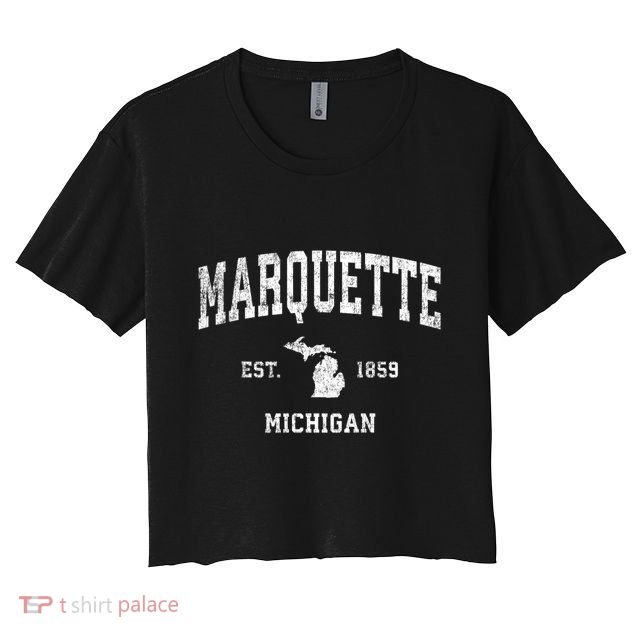 Marquette Michigan Mi Vintage Sports Crop Top