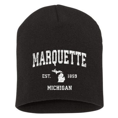 Marquette Michigan Mi Vintage Sports Short Acrylic Beanie
