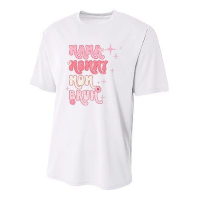 Mama Mommy Mom Bruh Fuuny Boho Mom Youth Performance Sprint T-Shirt