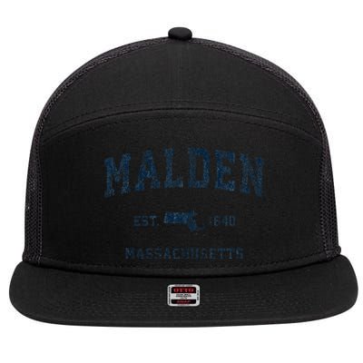 Malden Massachusetts Ma Vintage Sports 7 Panel Mesh Trucker Snapback Hat