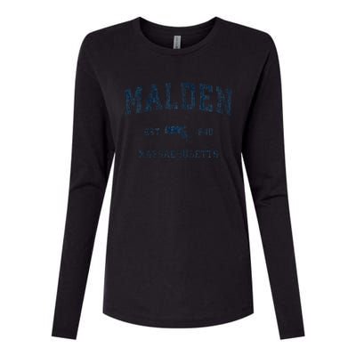 Malden Massachusetts Ma Vintage Sports Womens Cotton Relaxed Long Sleeve T-Shirt