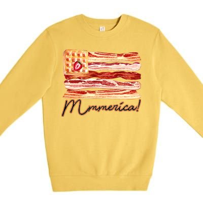 Mmmerica Bacon Waffle Merica Flag Premium Crewneck Sweatshirt