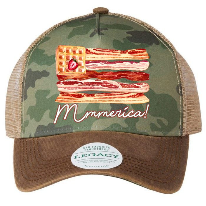 Mmmerica Bacon Waffle Merica Flag Legacy Tie Dye Trucker Hat