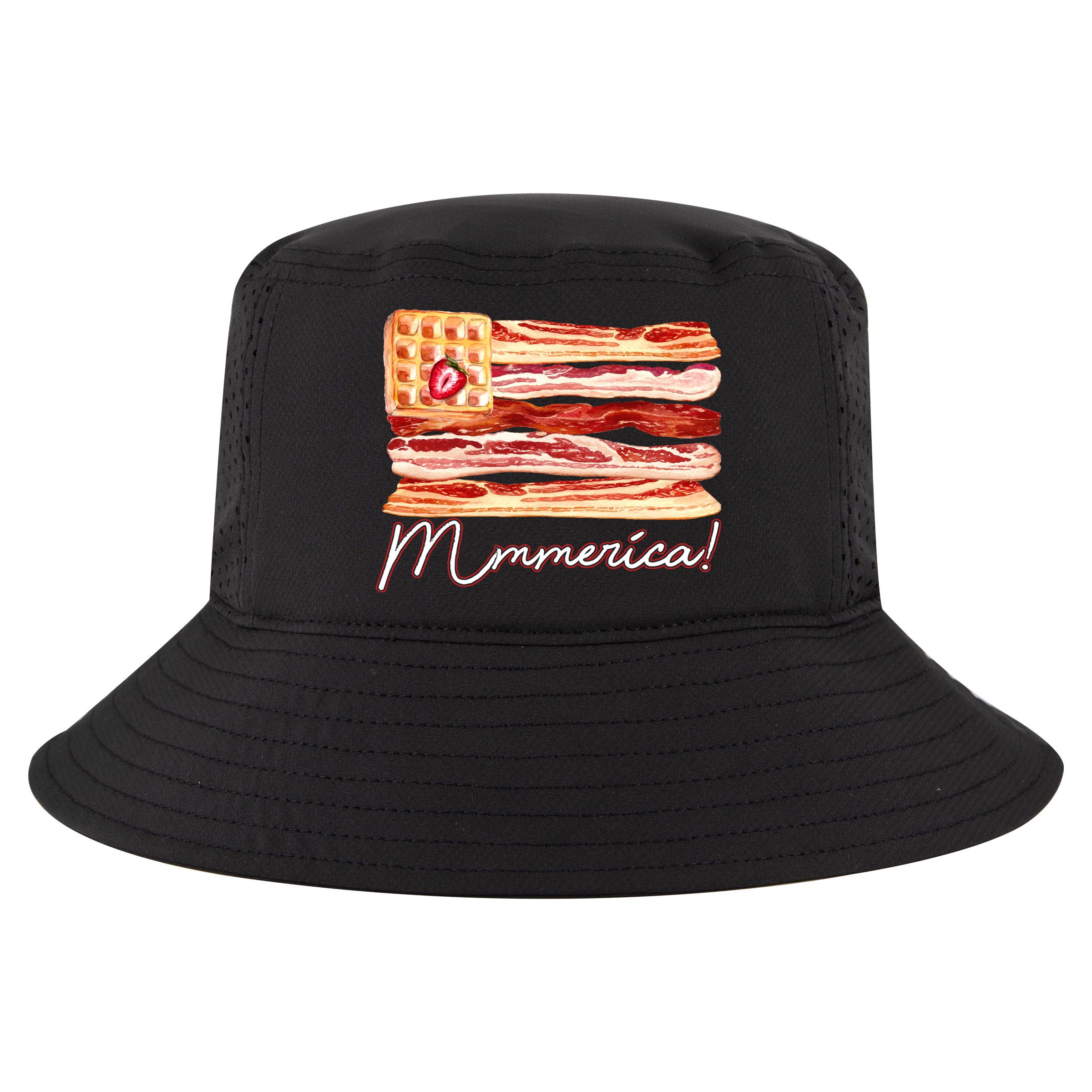 Mmmerica Bacon Waffle Merica Flag Cool Comfort Performance Bucket Hat