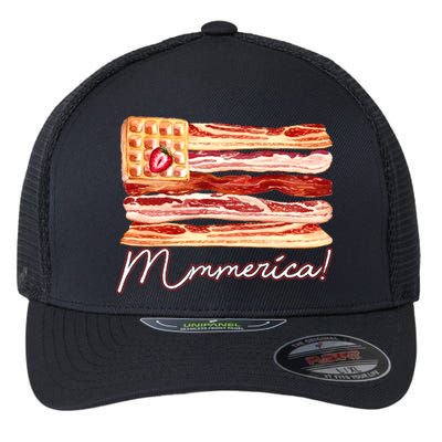 Mmmerica Bacon Waffle Merica Flag Flexfit Unipanel Trucker Cap