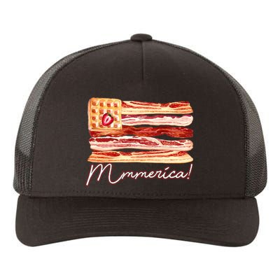 Mmmerica Bacon Waffle Merica Flag Yupoong Adult 5-Panel Trucker Hat