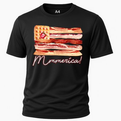 Mmmerica Bacon Waffle Merica Flag Performance Shirt