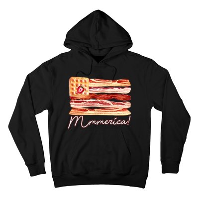 Mmmerica Bacon Waffle Merica Flag Hoodie