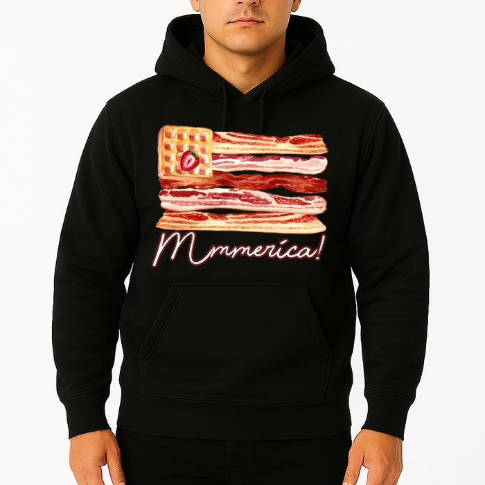 Mmmerica Bacon Waffle Merica Flag Hoodie