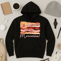 Mmmerica Bacon Waffle Merica Flag Hoodie