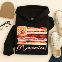 Mmmerica Bacon Waffle Merica Flag Hoodie
