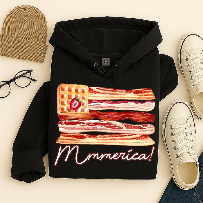 Mmmerica Bacon Waffle Merica Flag Hoodie