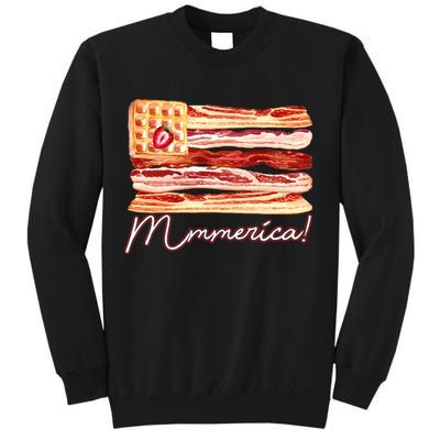 Mmmerica Bacon Waffle Merica Flag Sweatshirt