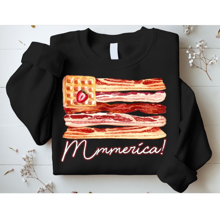 Mmmerica Bacon Waffle Merica Flag Sweatshirt