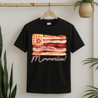 Mmmerica Bacon Waffle Merica Flag T-Shirt
