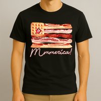 Mmmerica Bacon Waffle Merica Flag T-Shirt