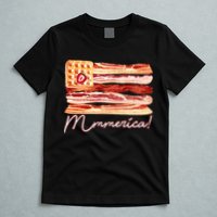 Mmmerica Bacon Waffle Merica Flag T-Shirt