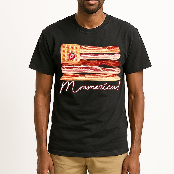 Mmmerica Bacon Waffle Merica Flag Tall T-Shirt