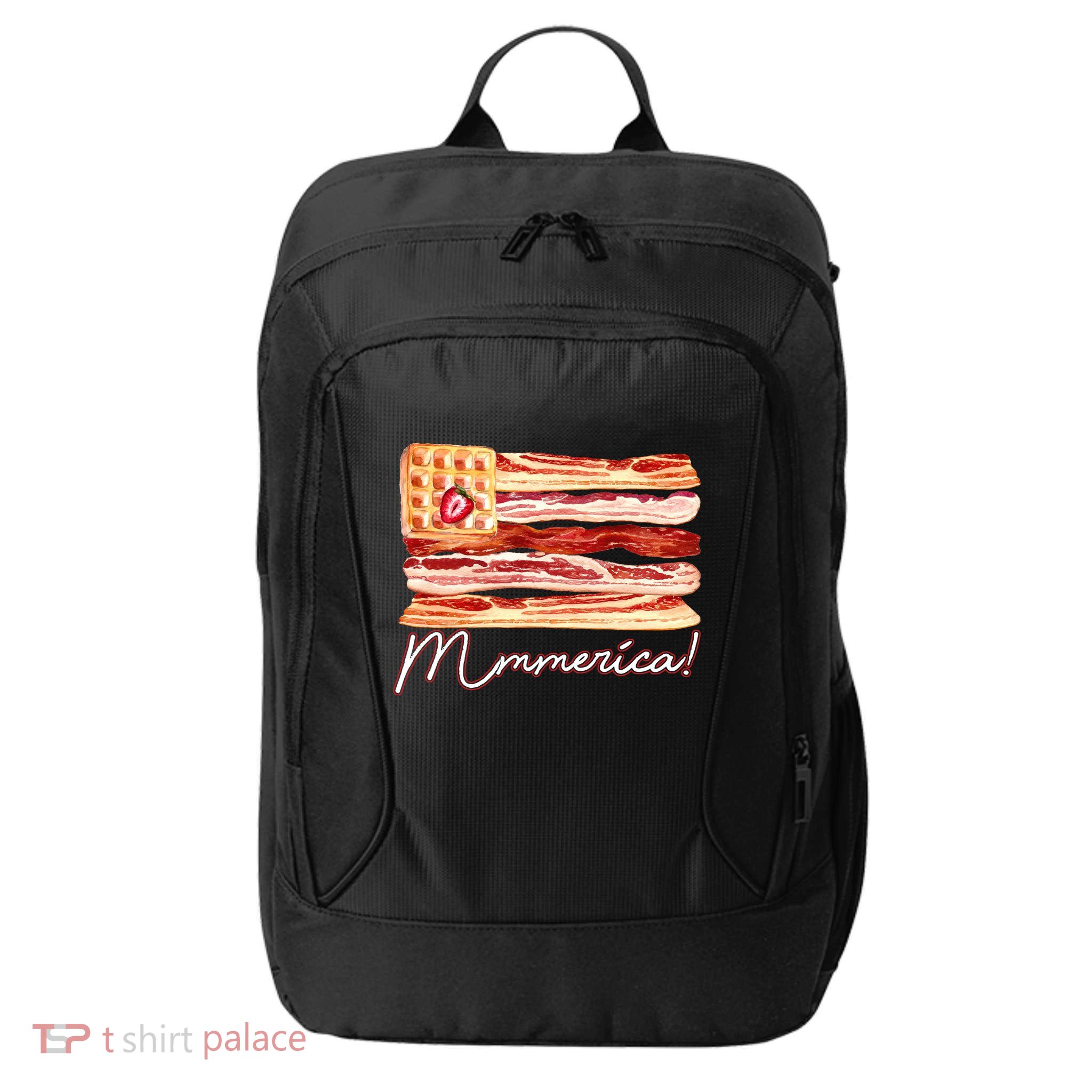 Mmmerica Bacon Waffle Merica Flag City Backpack