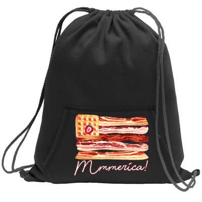 Mmmerica Bacon Waffle Merica Flag Sweatshirt Cinch Pack Bag