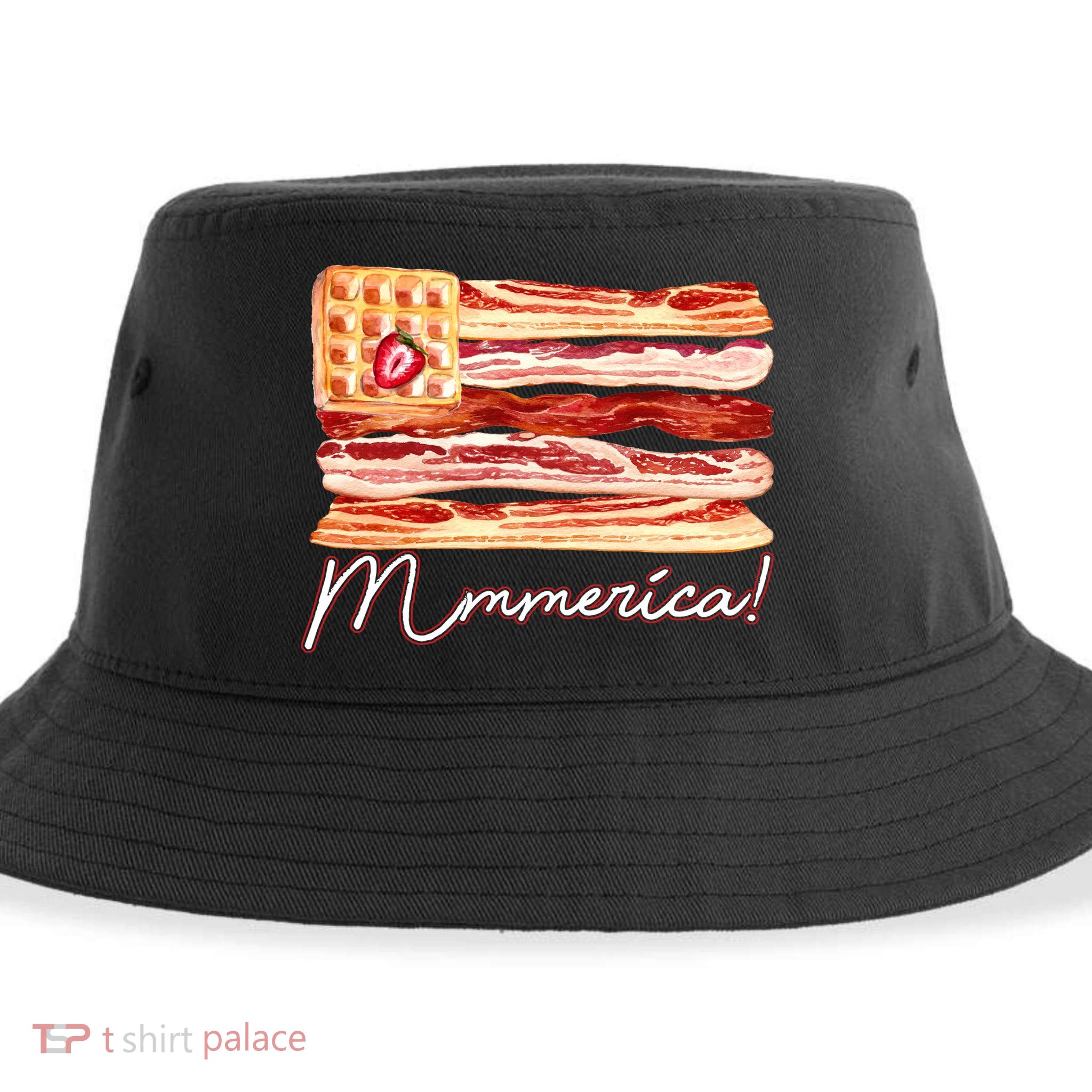 Mmmerica Bacon Waffle Merica Flag Sustainable Bucket Hat