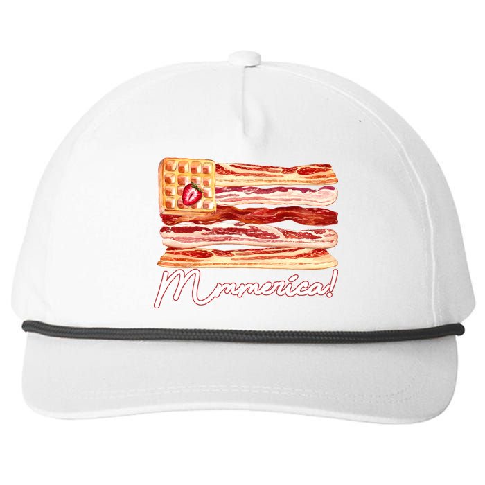 Mmmerica Bacon Waffle Merica Flag Snapback Five-Panel Rope Hat