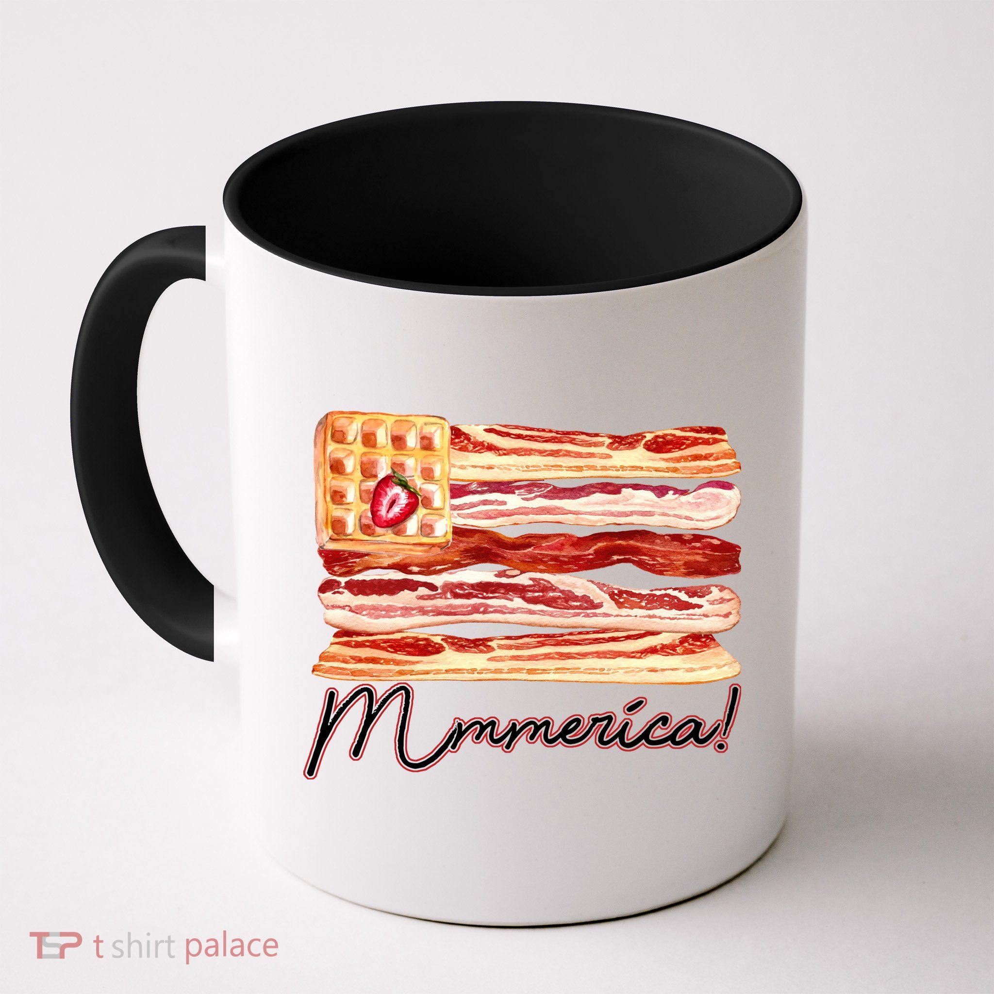 Mmmerica Bacon Waffle Merica Flag Mug