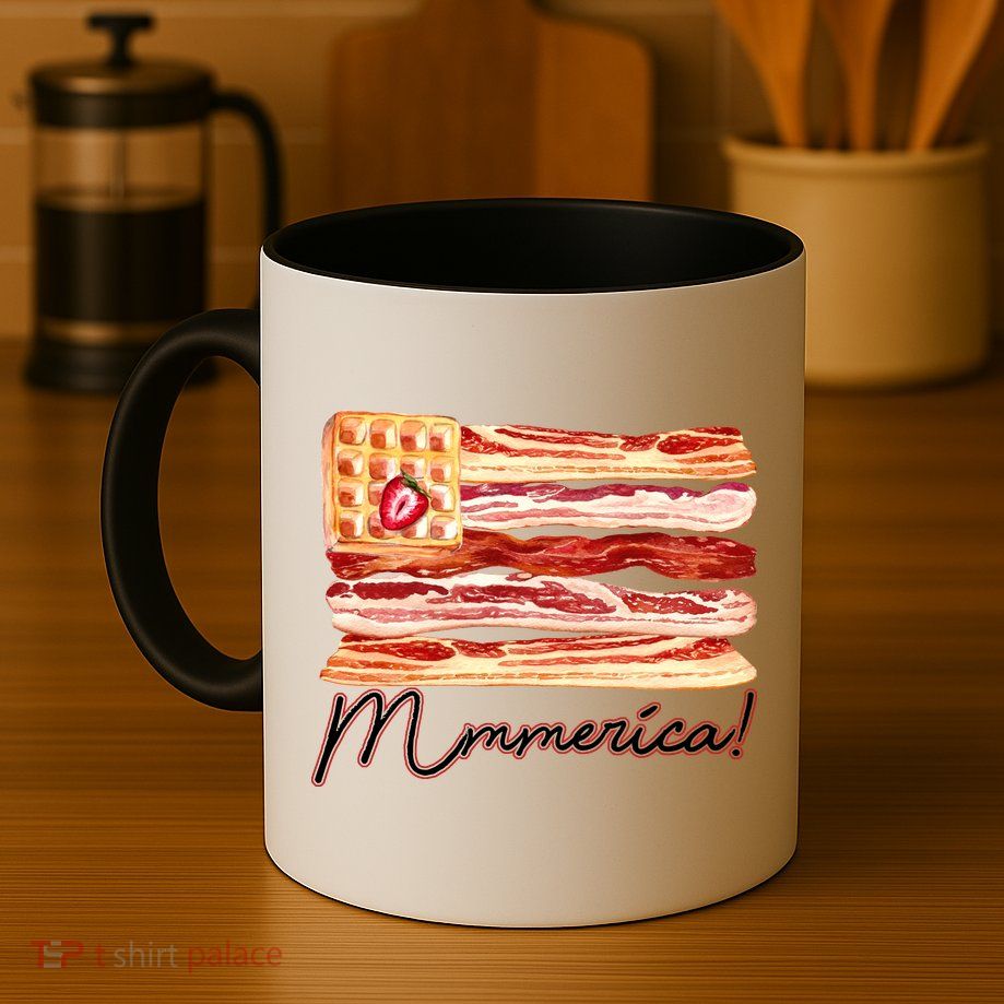 Mmmerica Bacon Waffle Merica Flag Mug