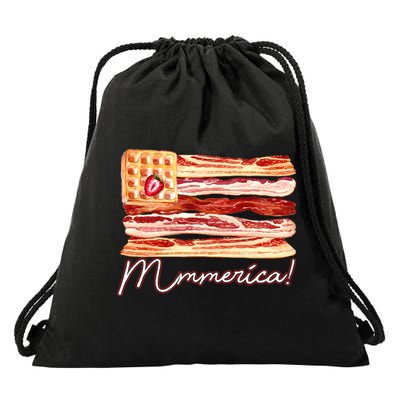 Mmmerica Bacon Waffle Merica Flag Drawstring Bag